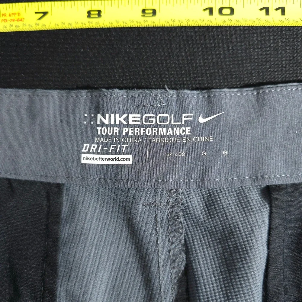 Nike Golf Dri Fit Pants Mens 34x32 Gray Stripe Tour Performance Athletic Stretch